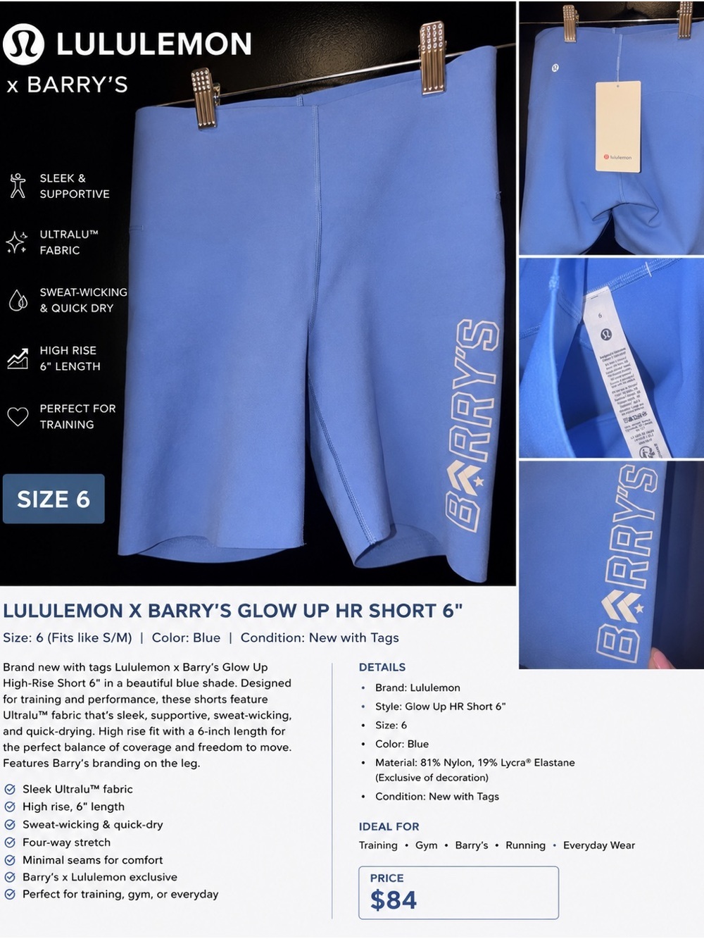 lululemon athletica Bright Blue Performance Shorts